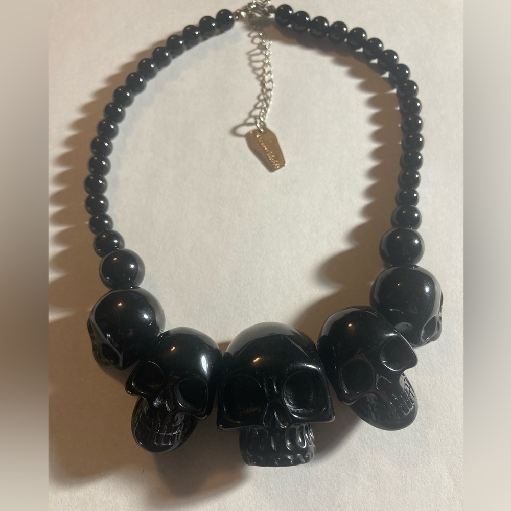 Kreepsville666 black skull necklace choker Free Shipping